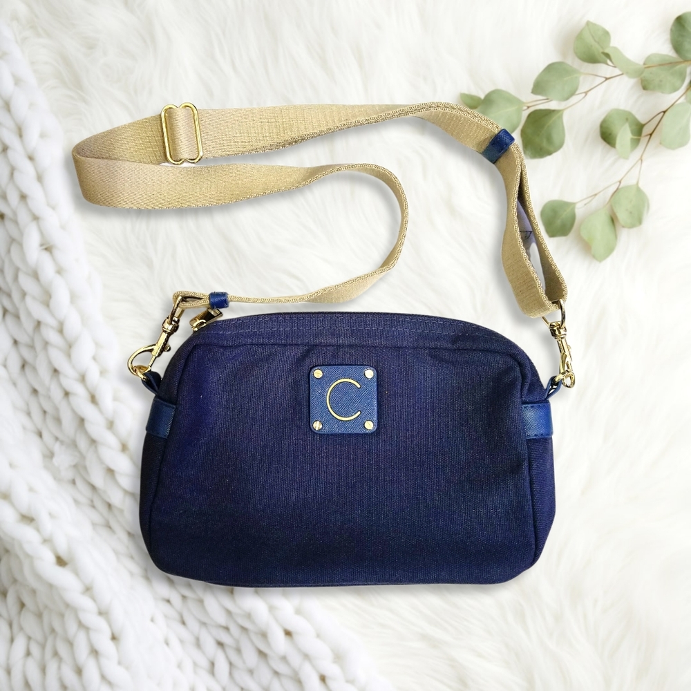 COTTON Blue & Green Zip Up Shoulder Crossbody Bag